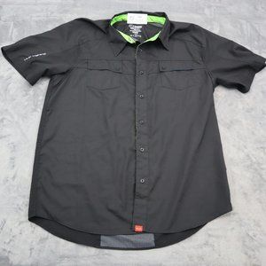 HUK Shirt Mens XL Black Short Sleeve Collared Button Up Performance Casual Wear
